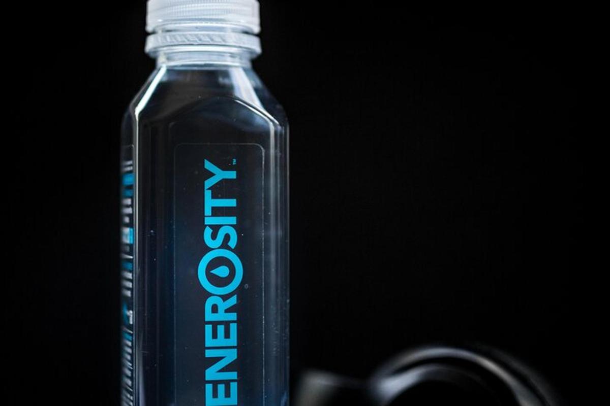 a bottle of water with the writing on it
