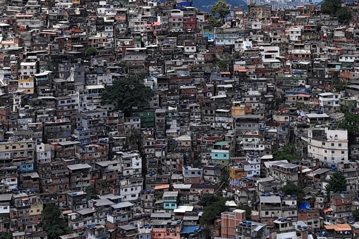 an overhead view of a city with many buildings