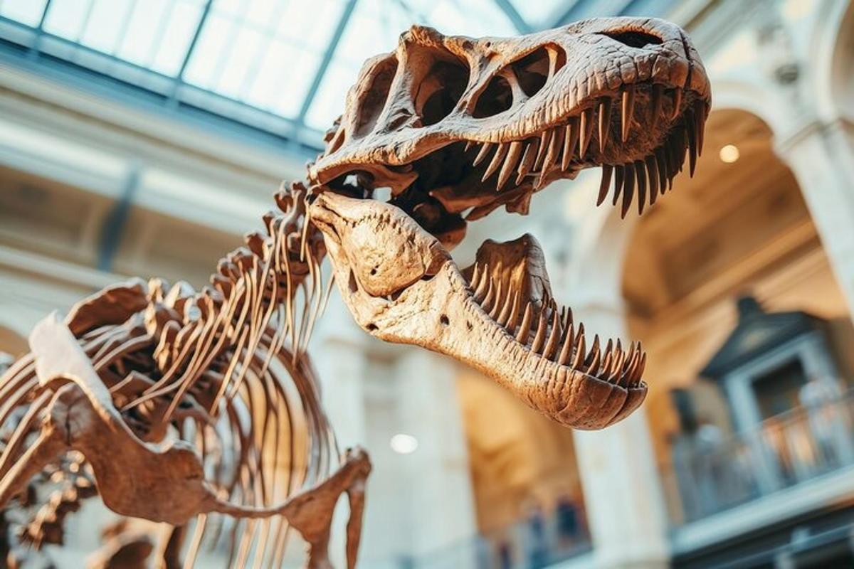 ein Skelett eines Dinosauriers in einem Museum