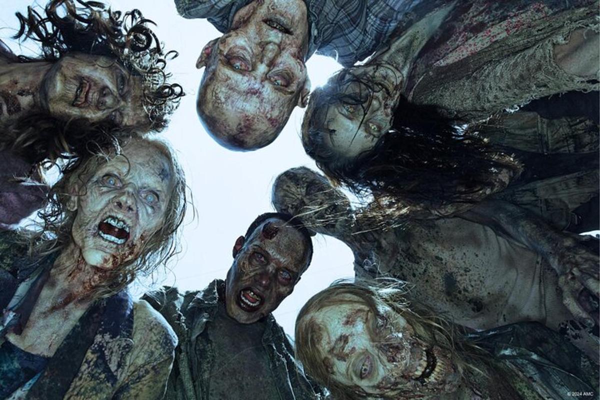 Una pintura de un grupo de actores zombis.