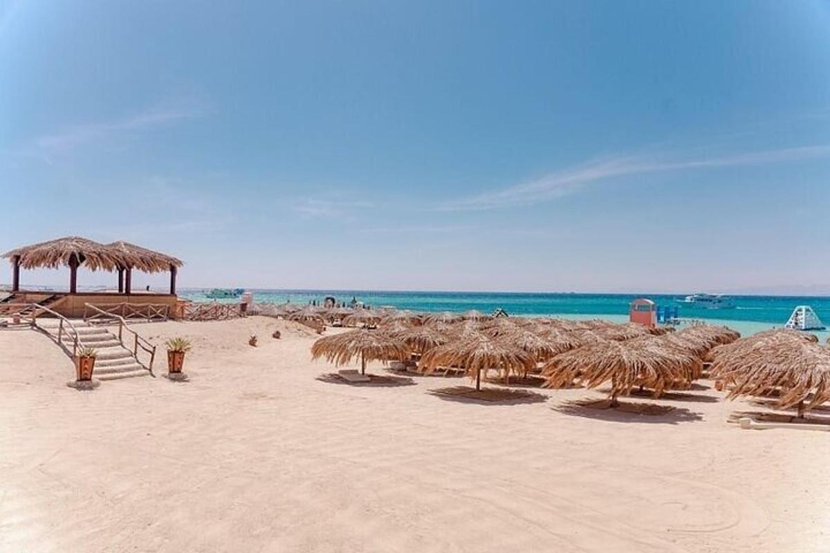 skupina slamnatih senčnikov na plaži