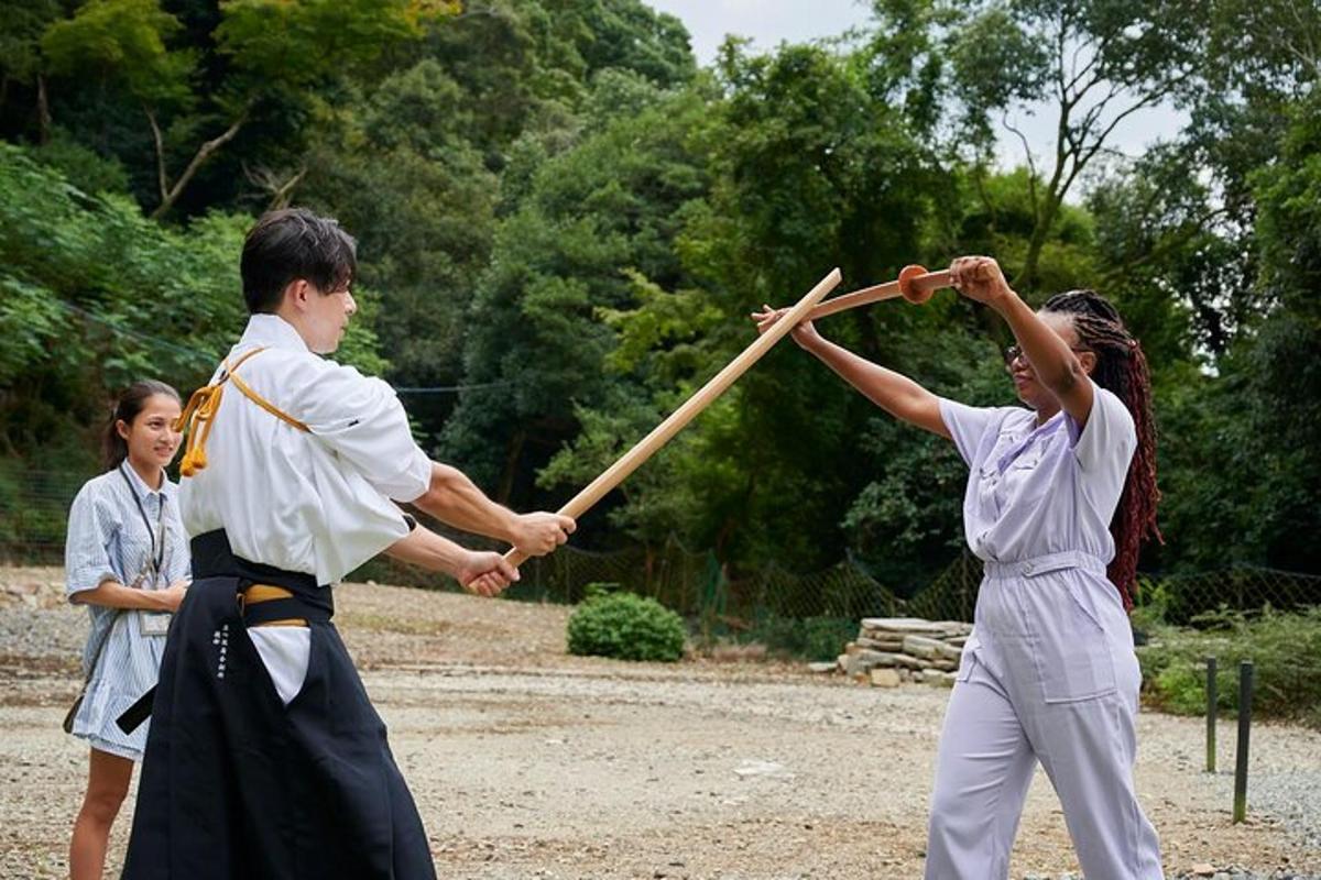 a man and a woman playing a game of samurai