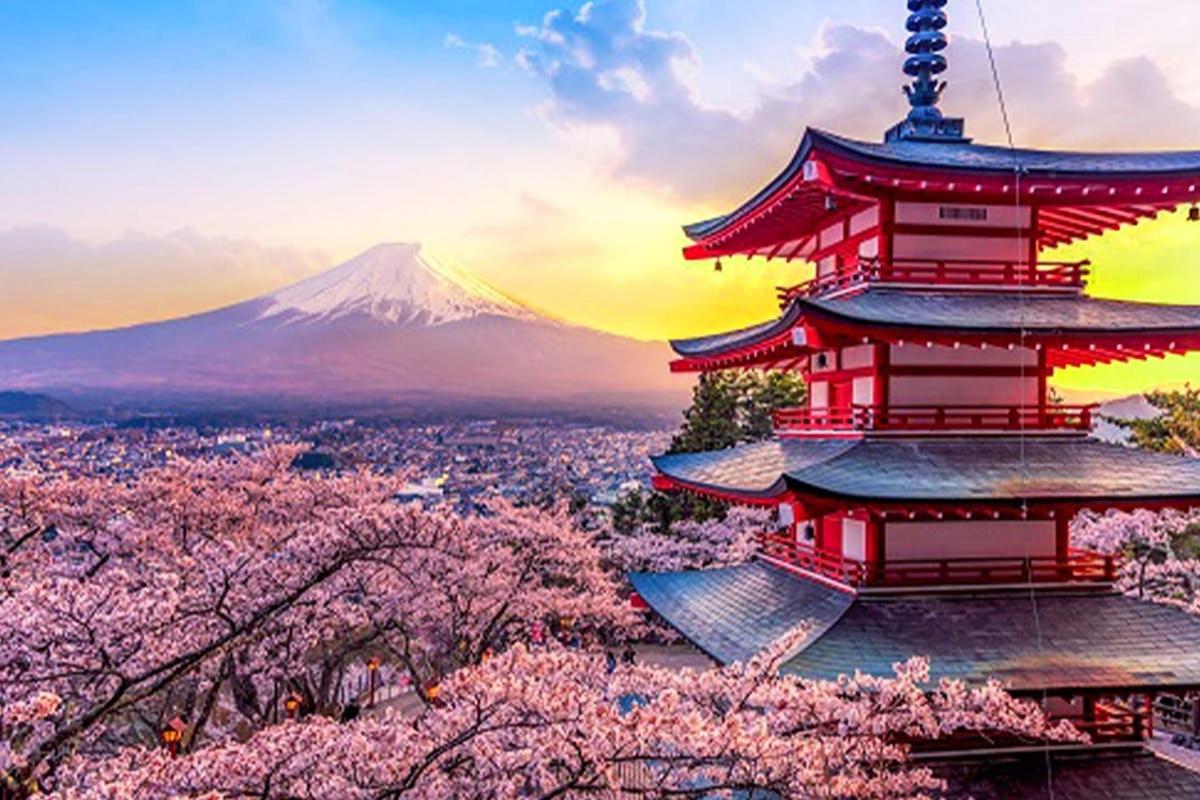 一座以山为背景的宝塔