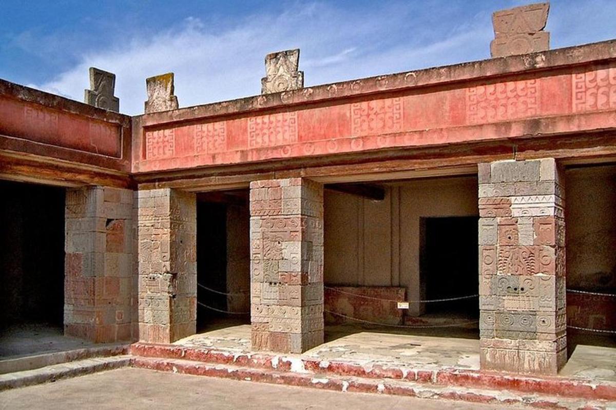 an old building with red bricks on it