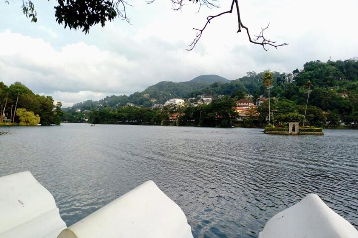 a view of a lake with mountains in the background