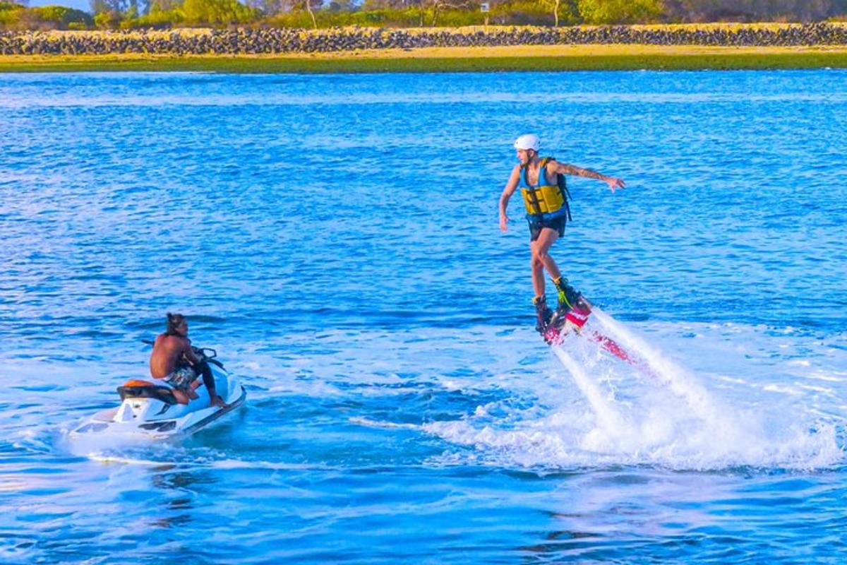 two people on water skis in the water
