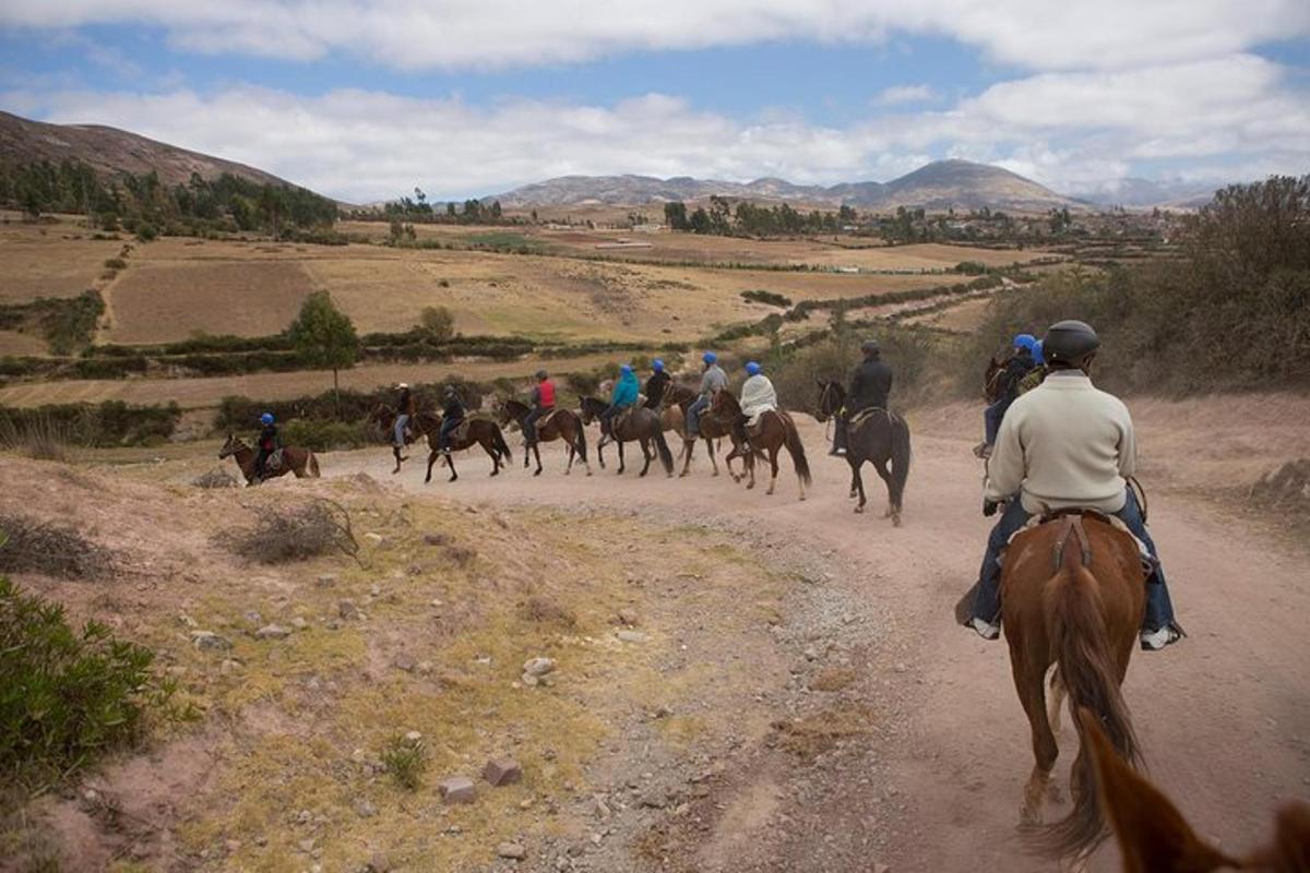 un grup de persones muntant a cavall per un camí de terra