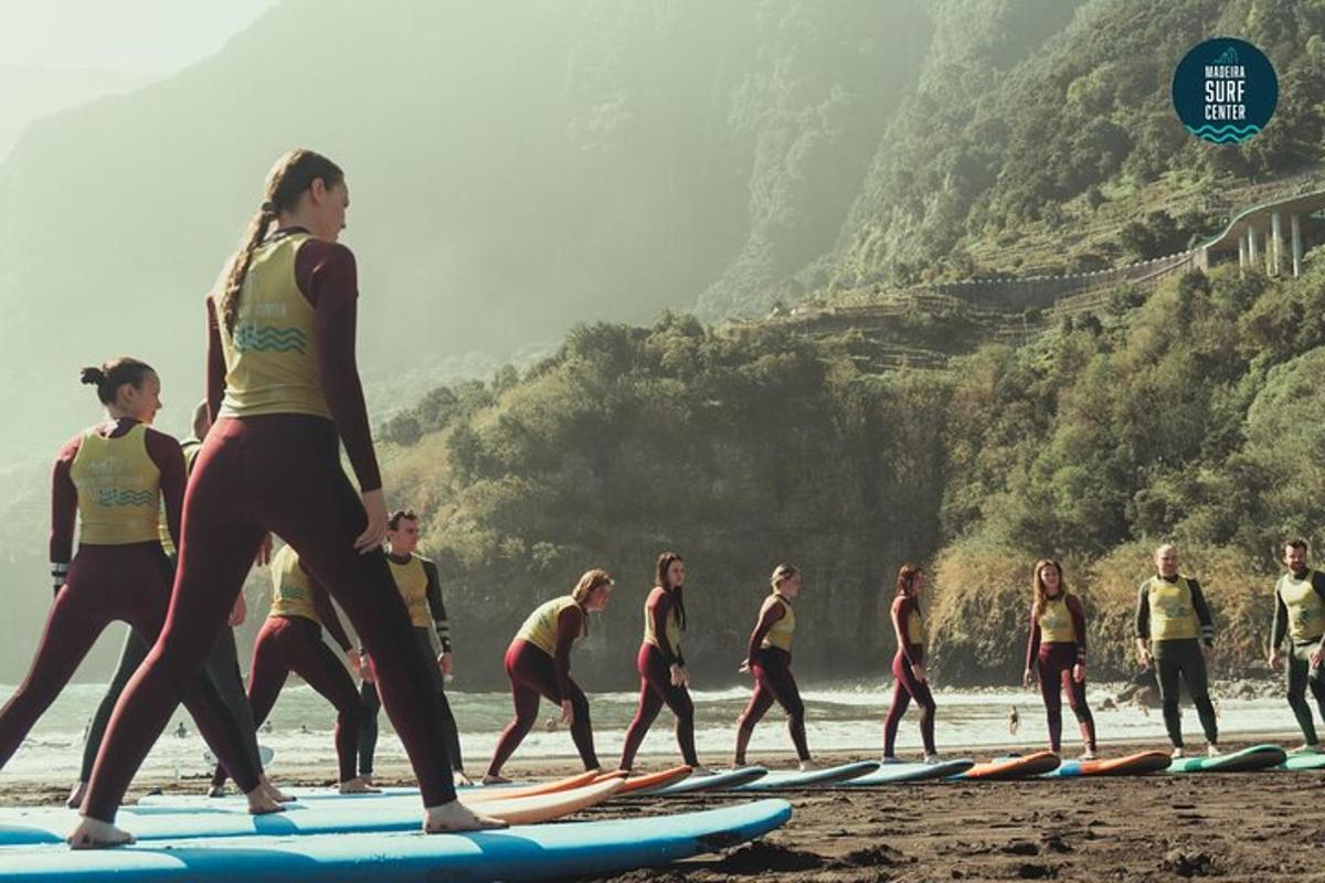 um grupo de pessoas caminhando em pranchas de surfe na praia