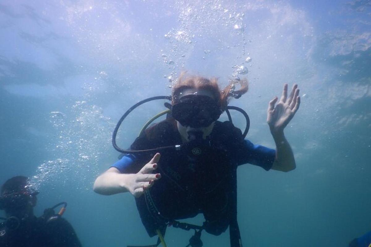 a person in the water with a diver