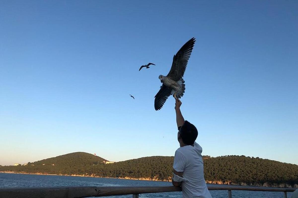 Ένας άντρας κρατάει ένα πουλί σε μια ράγα