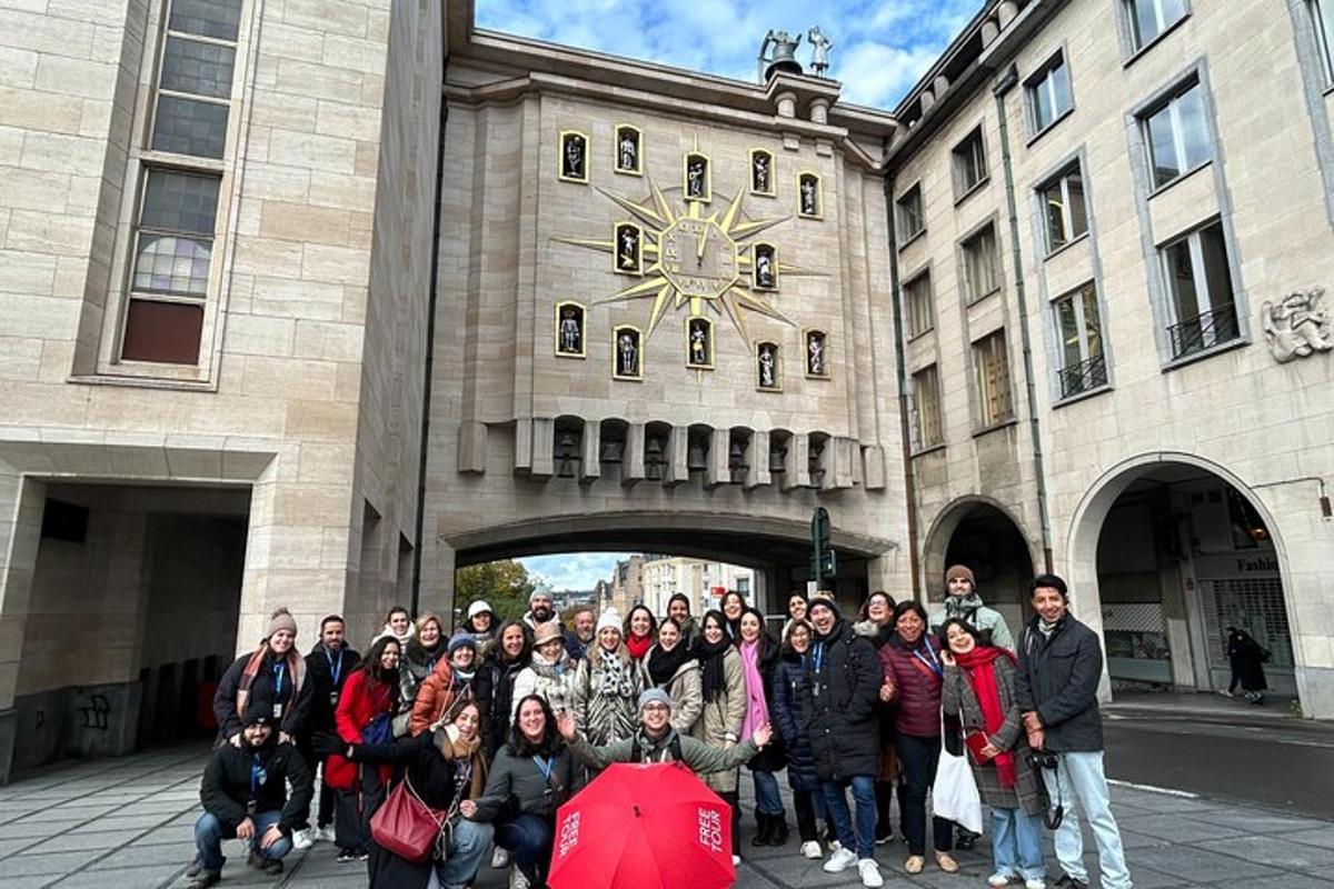 a group of people standing in front of a building