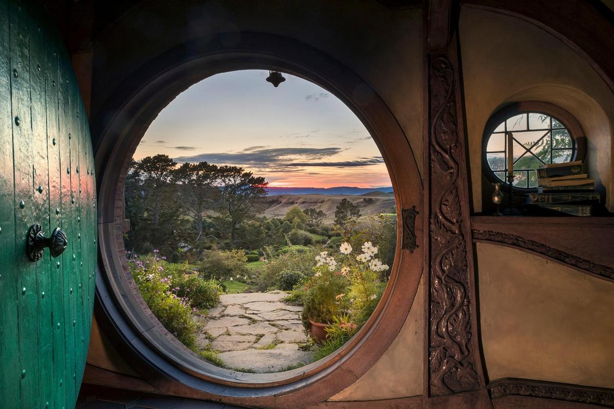 a round window in a room with a view