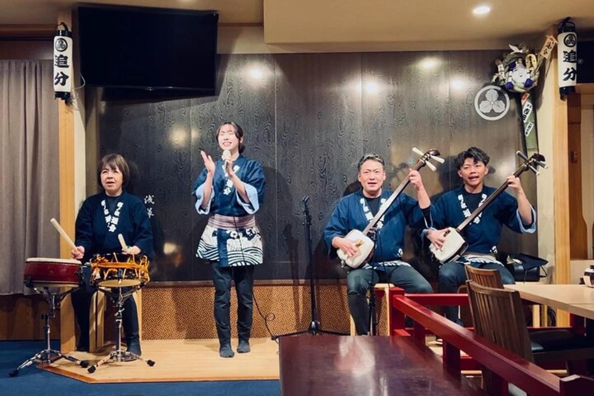 a group of people playing instruments on a stage