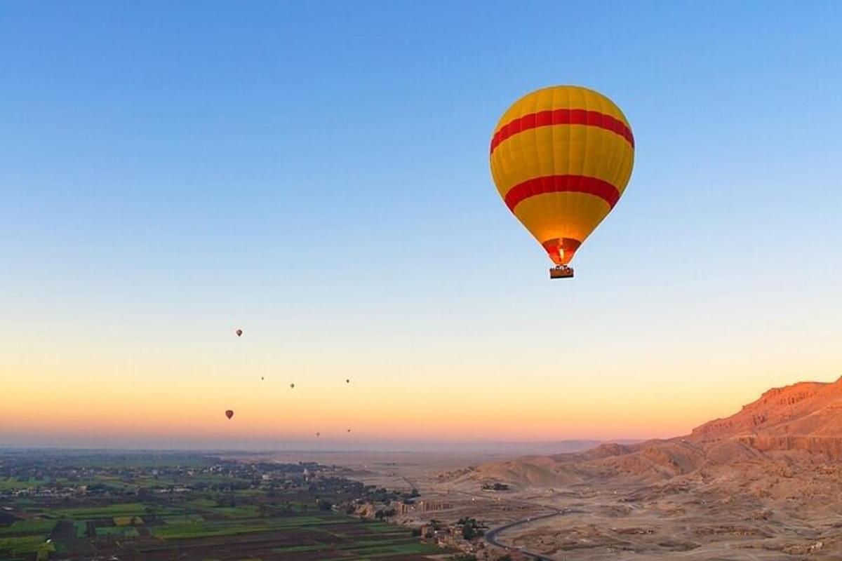 a hot air balloon flying in the sky