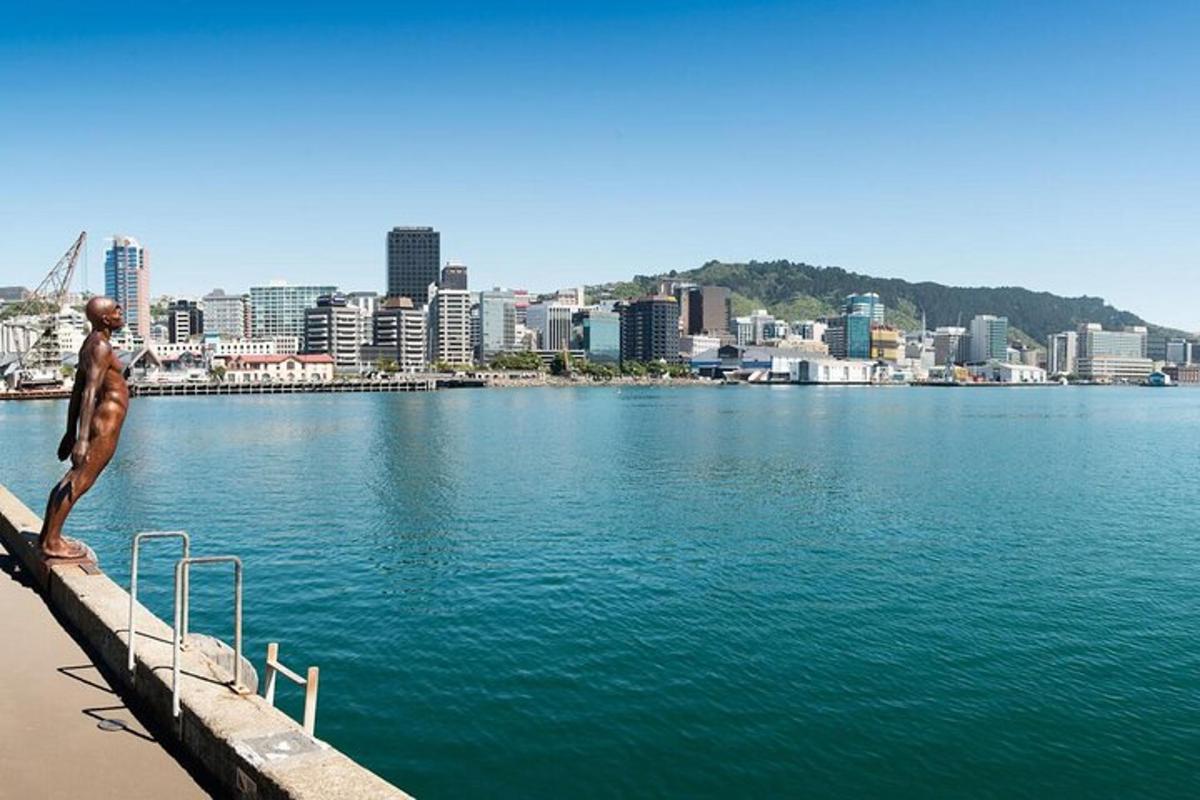 a man standing on the edge of a body of water