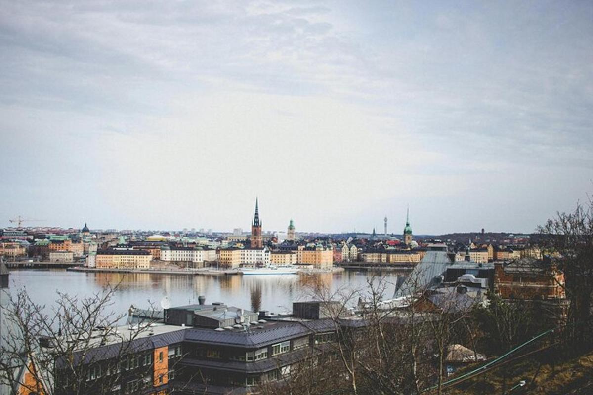 a view of a city with a river and buildings