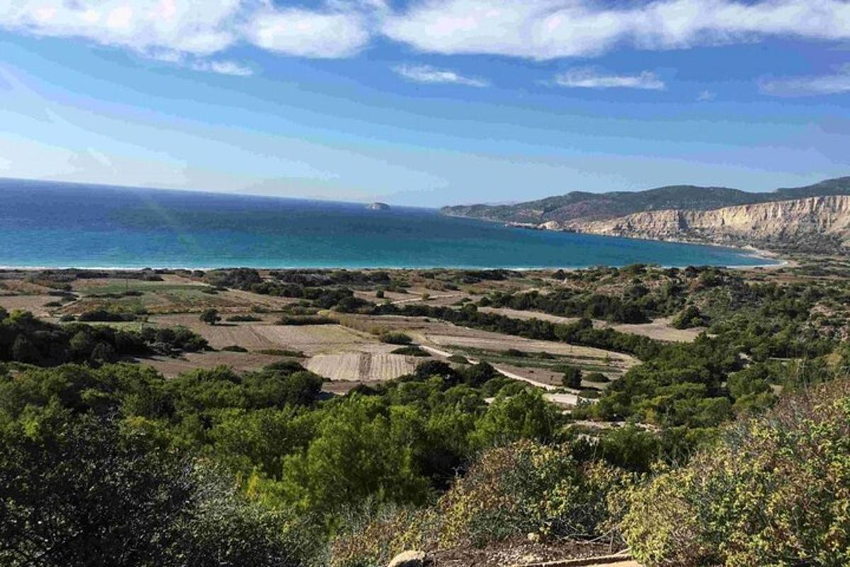 una vista dell'oceano da una collina