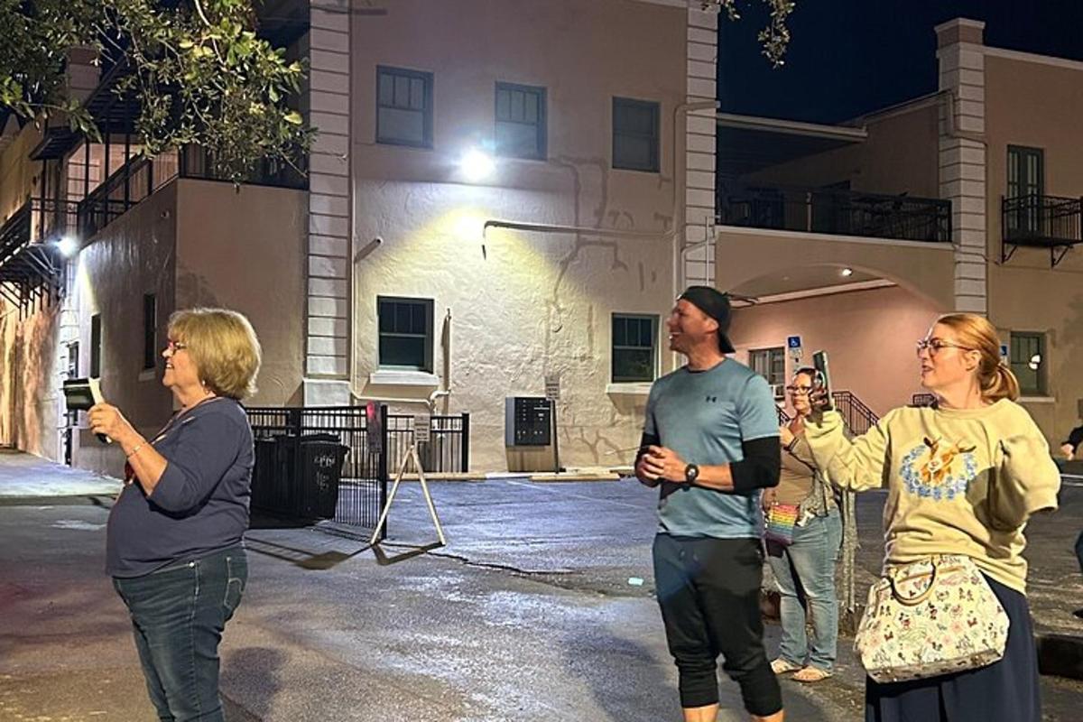 a group of people standing in front of a building