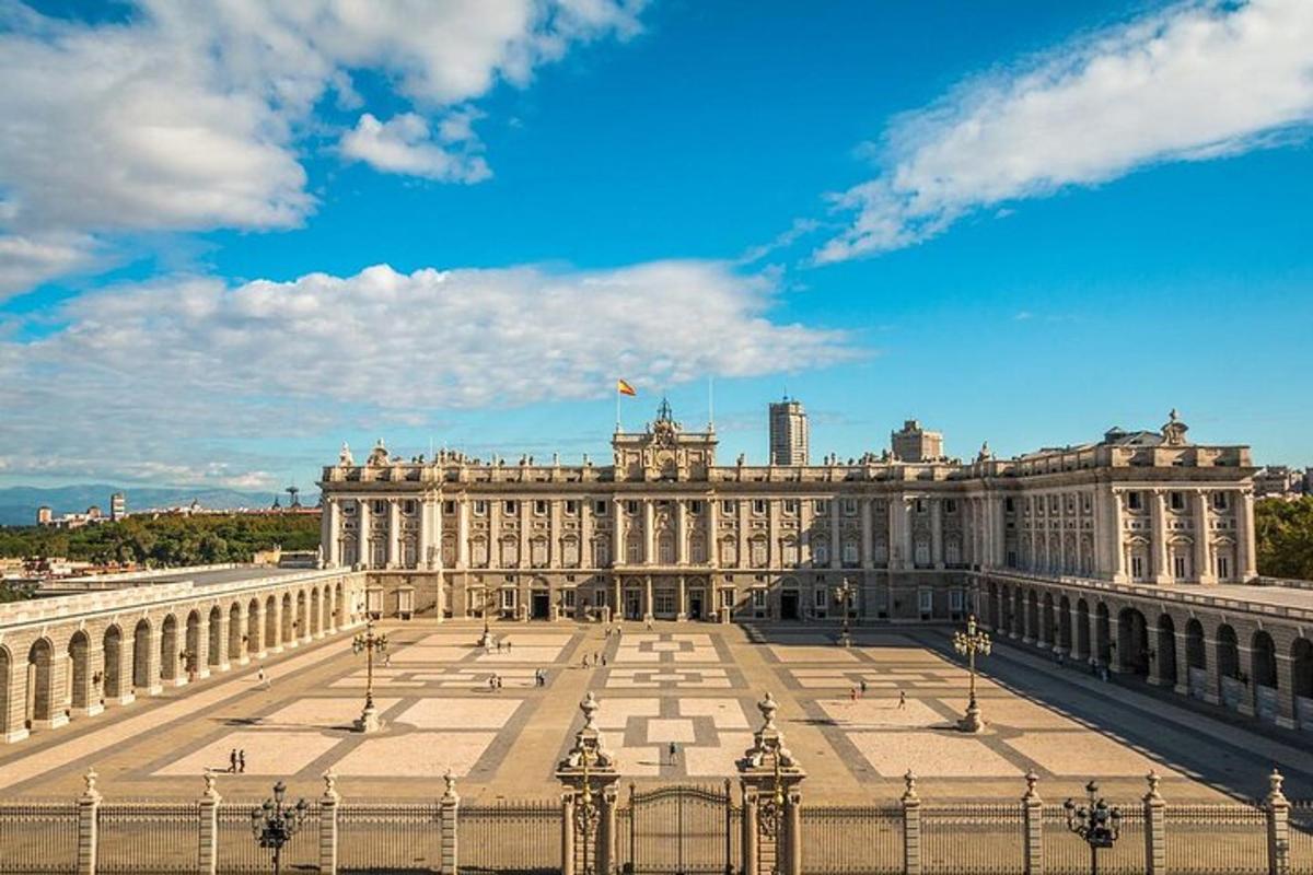a large building with a courtyard in front of it