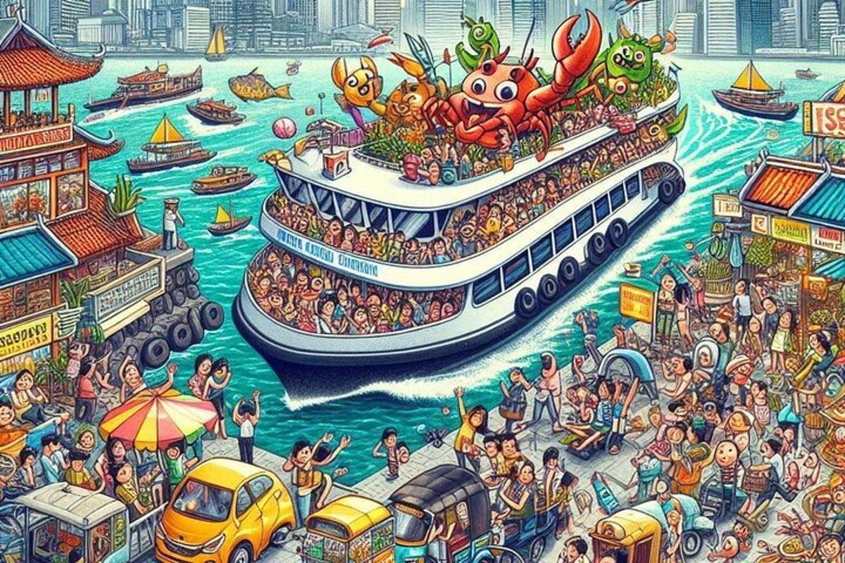 una pintura d'un creuer a l'aigua