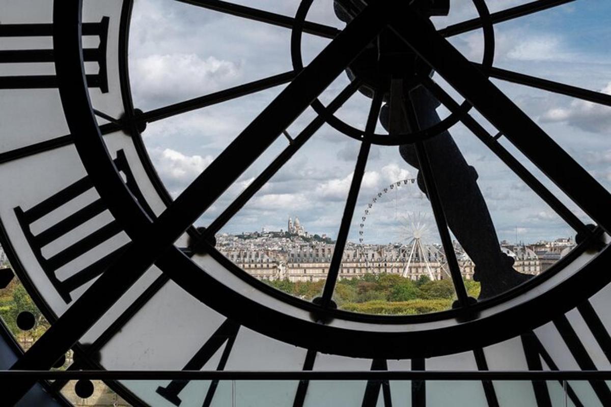 a view of the london eye from a clock tower
