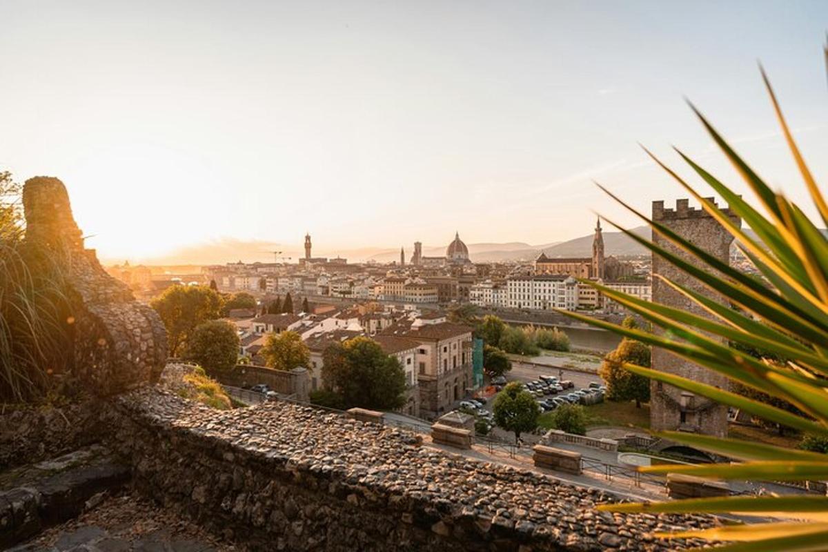 una vista di una città da un castello