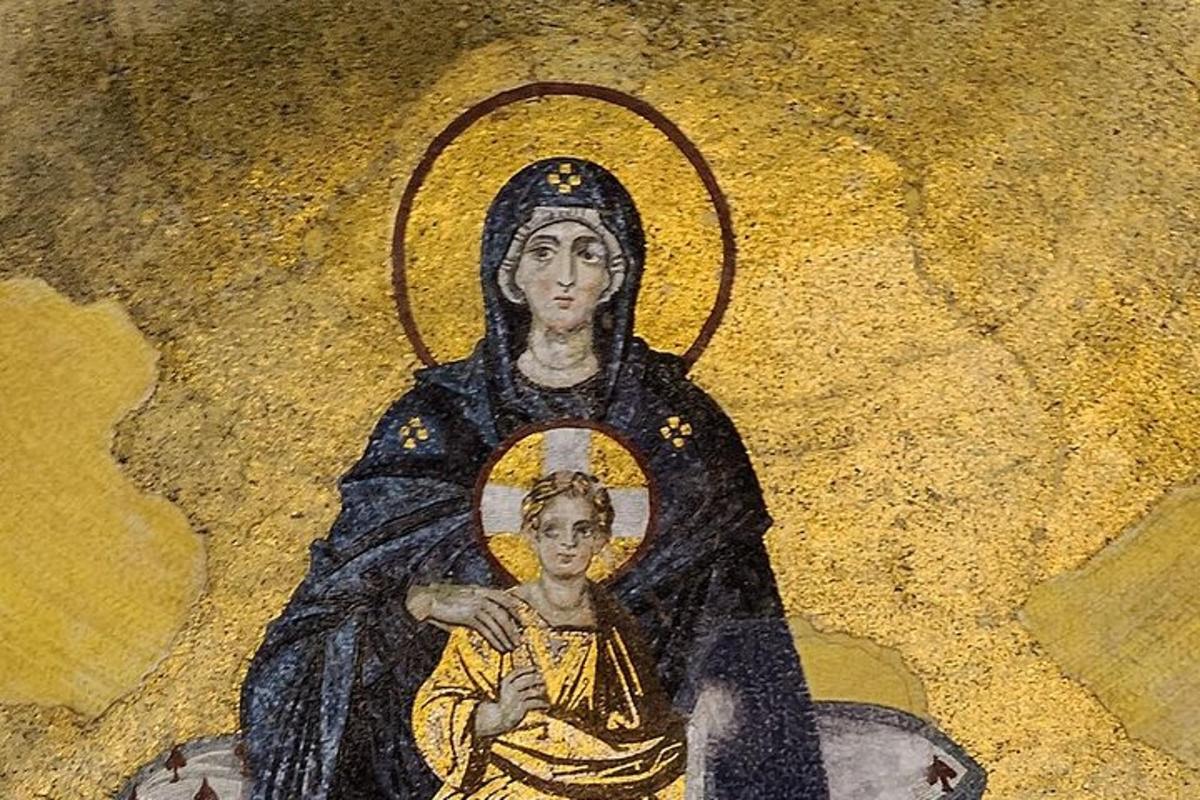 ένας πίνακας με μια γυναίκα και ένα παιδί