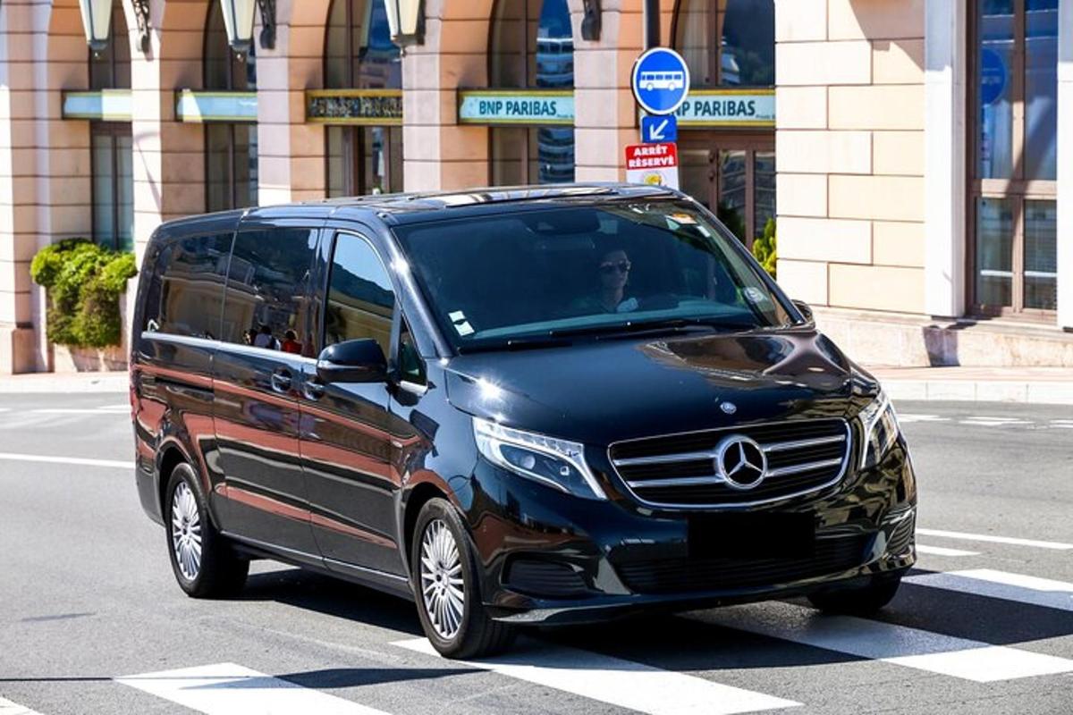 Minivan Acedes Benz je zaparkovaný na městské ulici