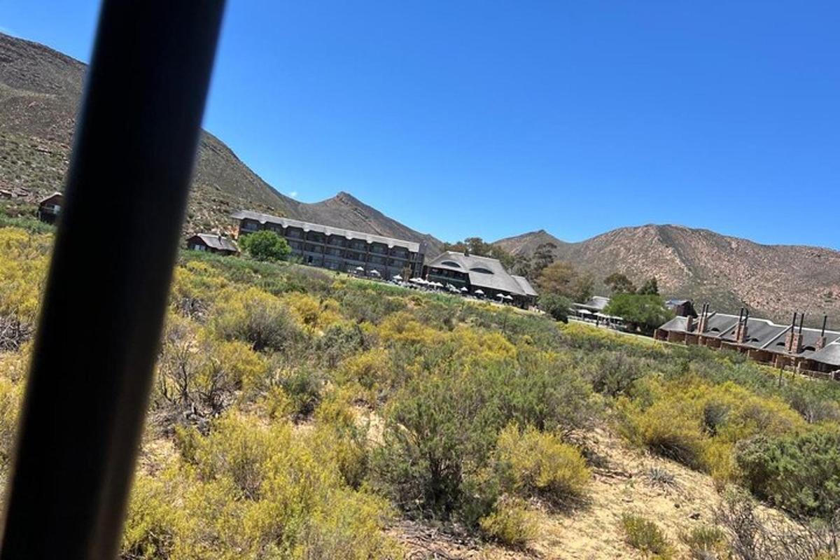 a train traveling down a track in the desert