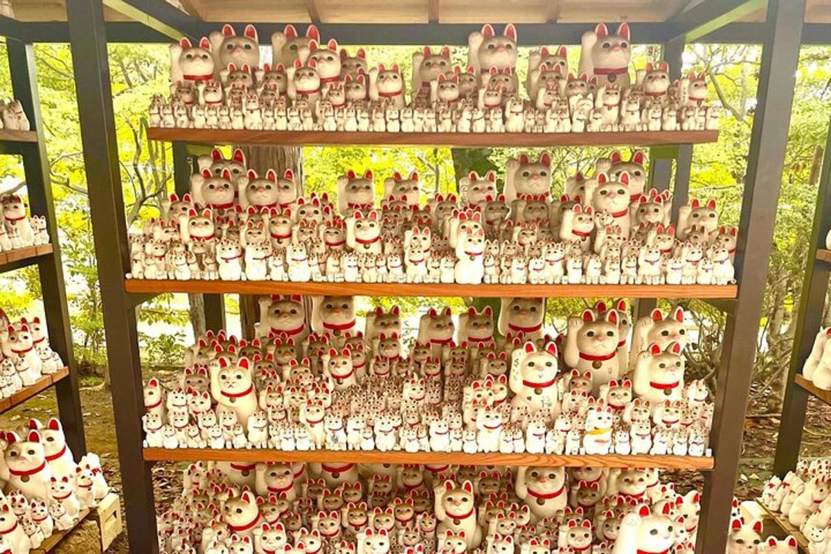 un raft plin cu o mulțime de figurine expuse