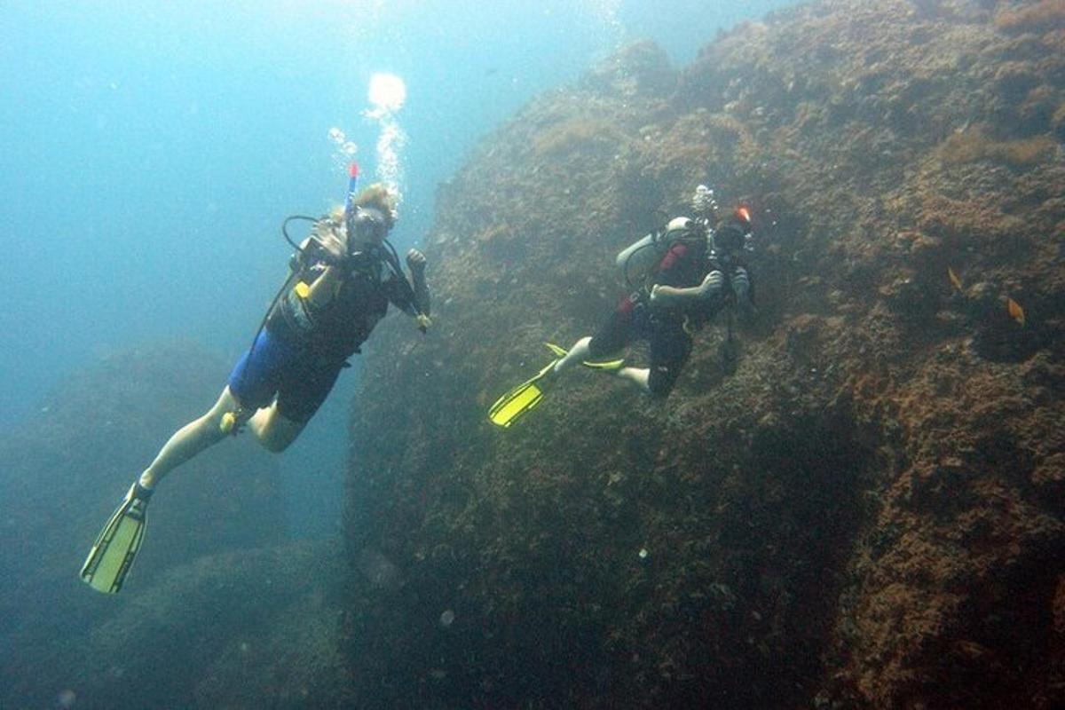 două persoane fac scufundări în ocean