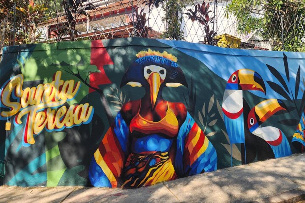a painting of a colorful bird on a ramp