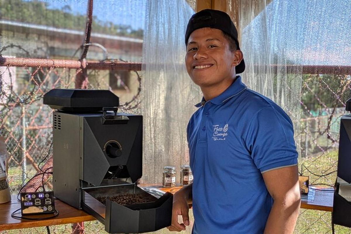 a man is standing next to a machine