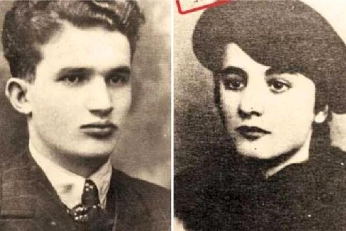 dos fotografías antiguas de un hombre y una mujer