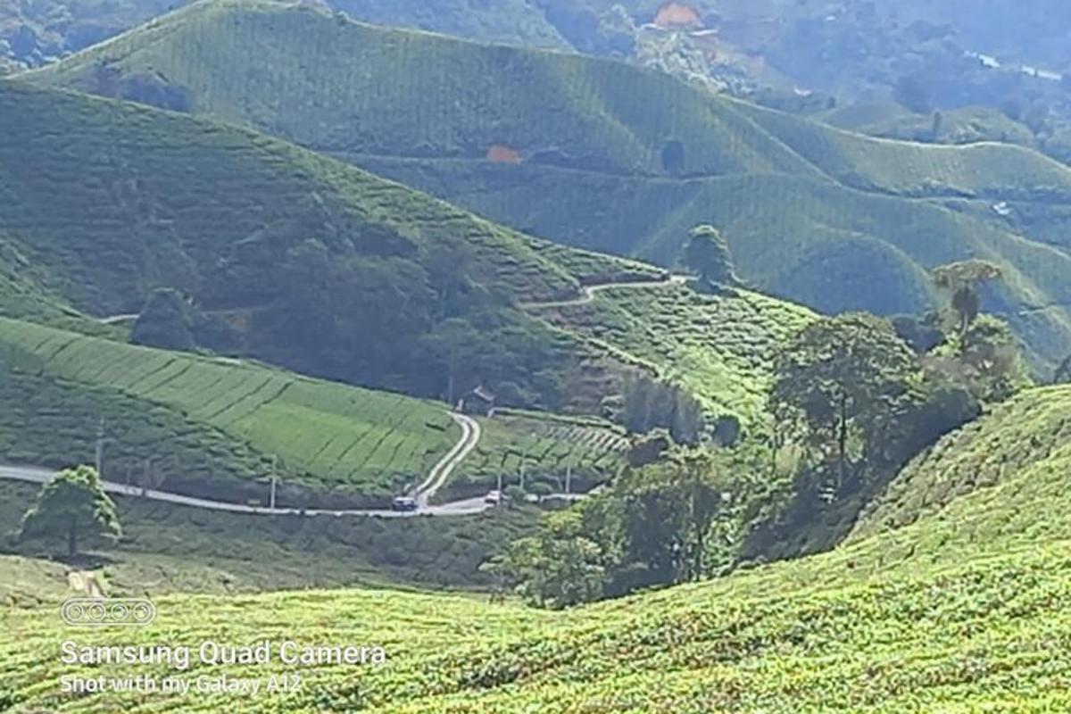a winding road through a green mountain valley