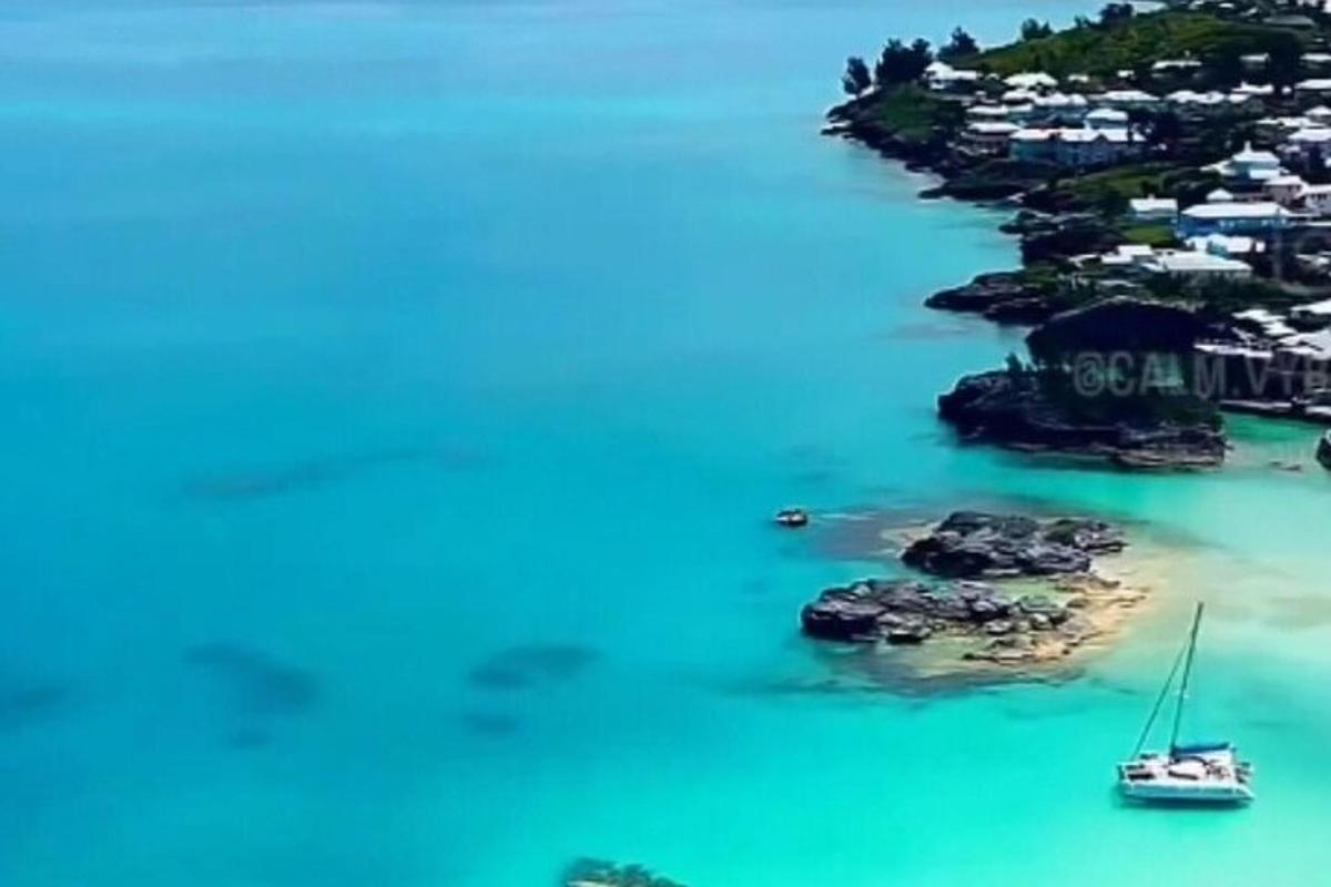 Una vista aérea de una bahía con barcos en el agua.