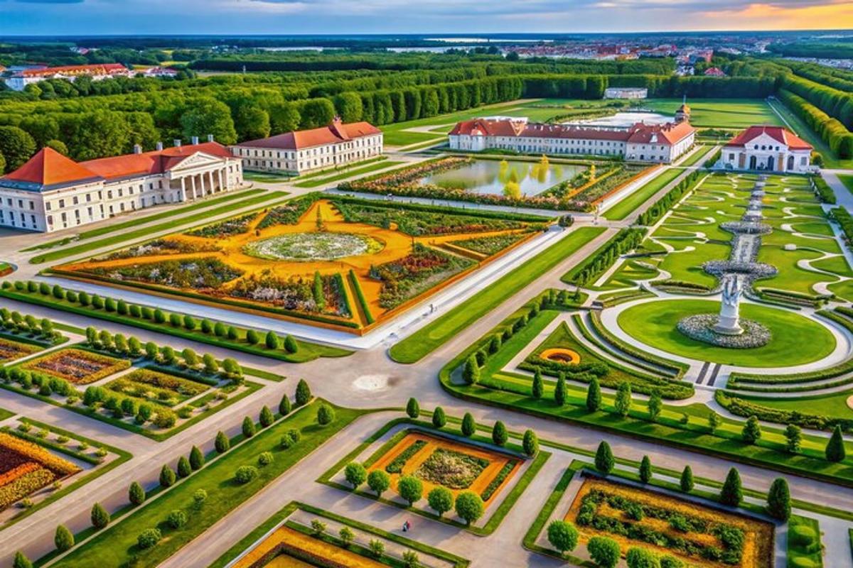 Letecký pohled na Versaillesský palác s jeho zahradami