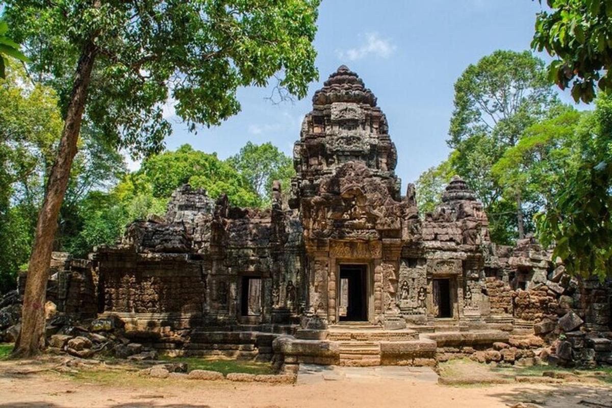 un temple a la selva amb arbres al fons