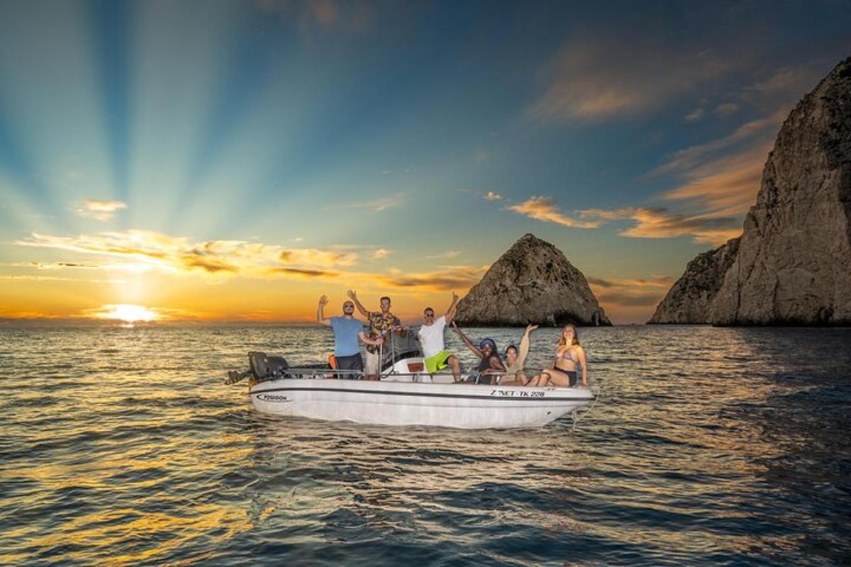 a group of people on a boat in the water
