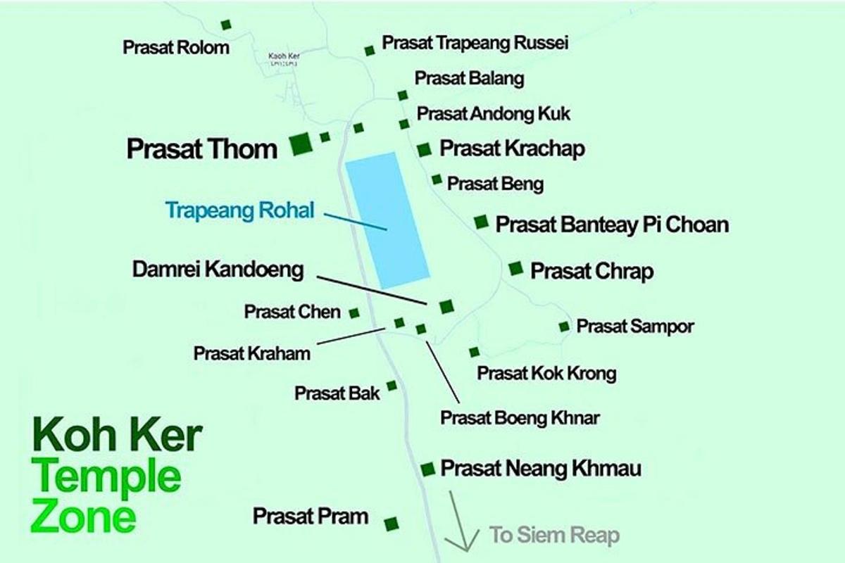 a map of koh ker temple zone