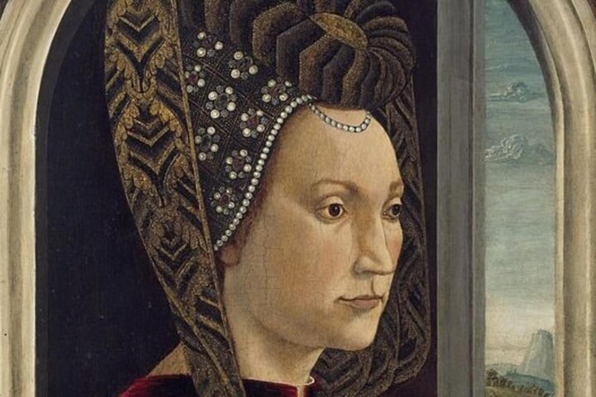 un dipinto di una donna con araid