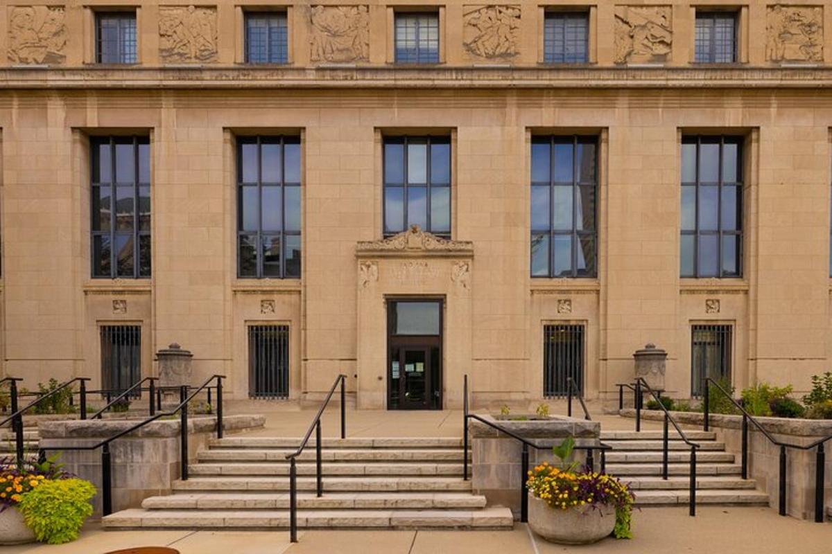 a building with stairs in front of it