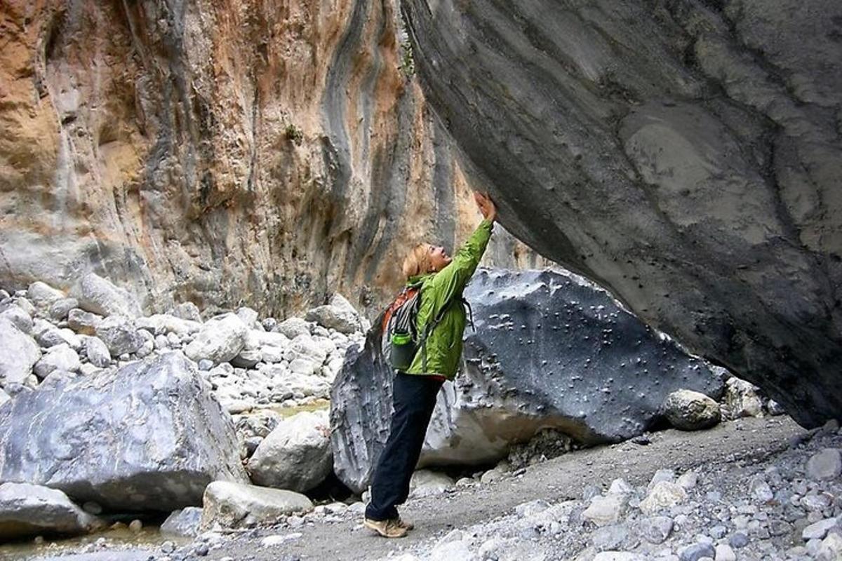 una persona sta raggiungendo una parete rocciosa