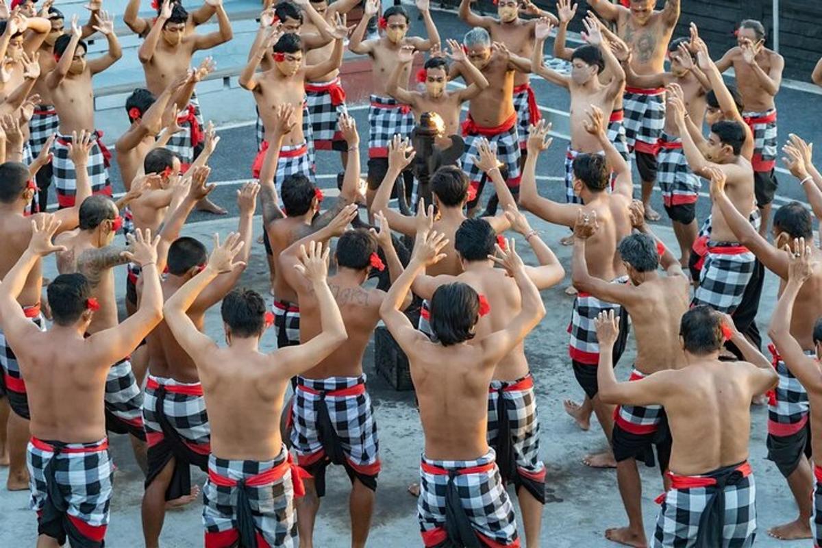 a group of men in bathing suits standing in the water