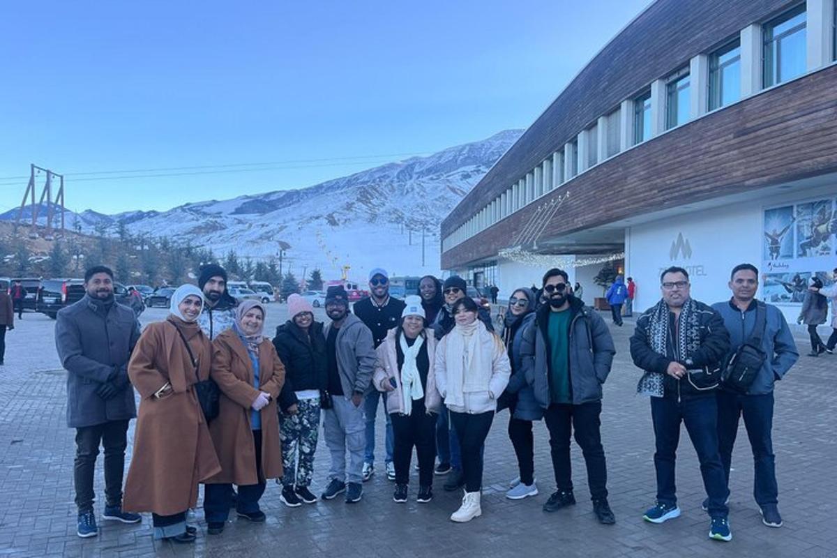 a group of people standing in front of a building