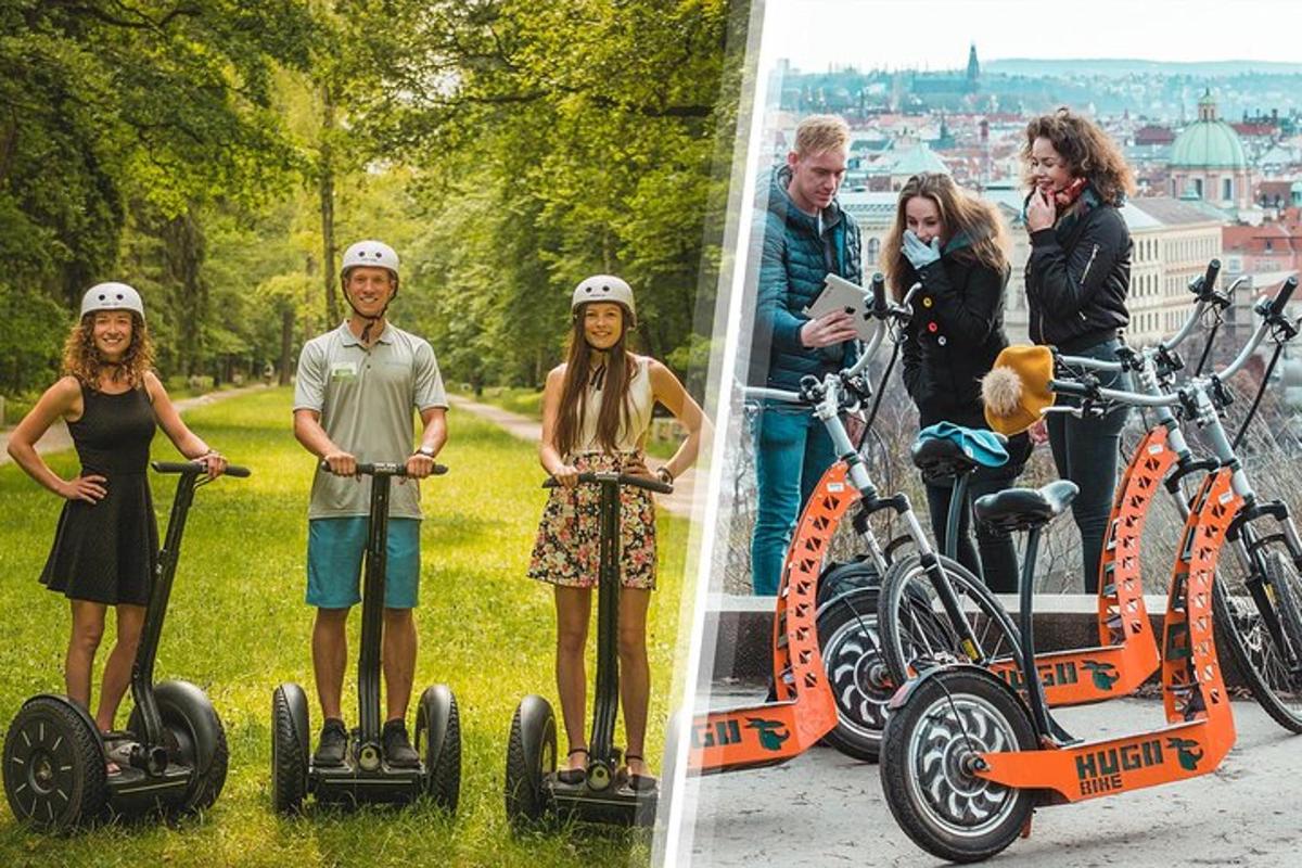 un gruppo di persone che cavalcano i segift in un parco