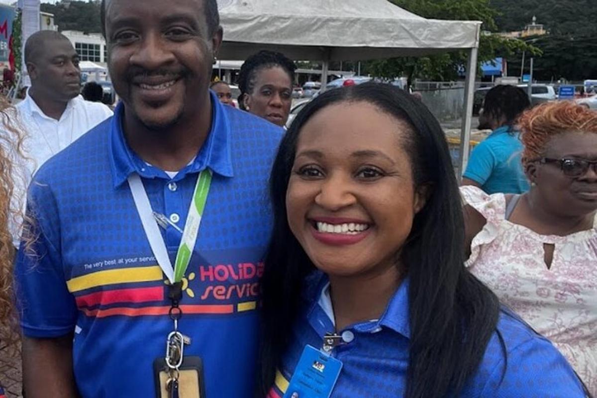 a man and a woman posing for a picture