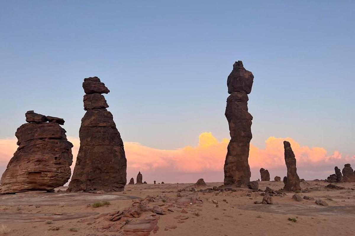 a group of rock formations in the desert