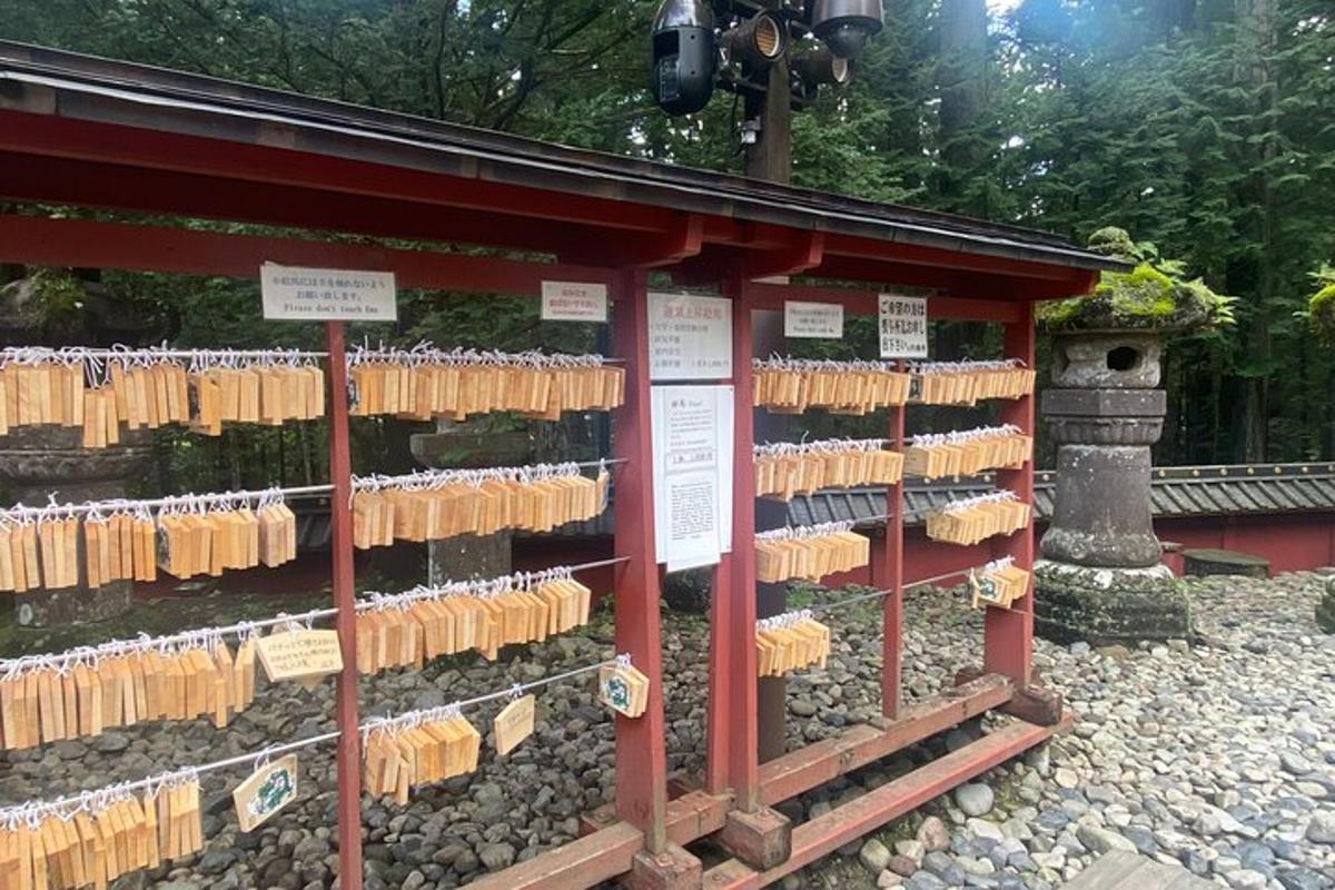 a display of prayer bows in a shrine