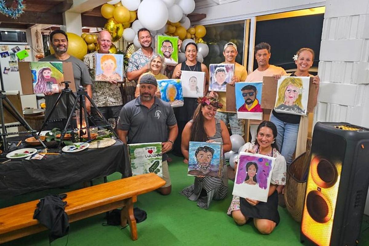 a group of people posing for a picture with their pictures
